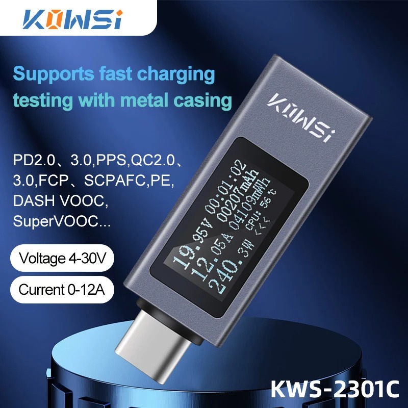 Battery Monitor Coulometer - 타입-C 전류 전압 모니터 KWS-2301C DC